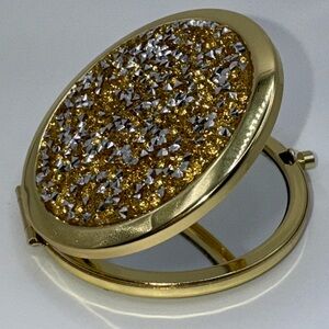 Gold & Silver Jeweled Compact Mirror